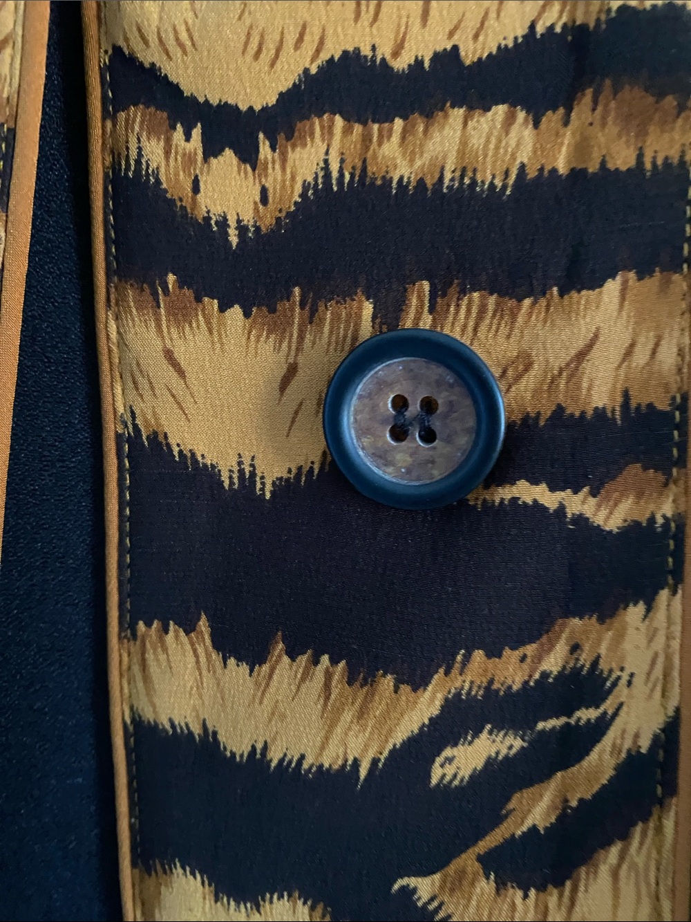 ‘80s Silk Crêpe Tiger Trim Tunic Mini Dress - Picture 15 of 16